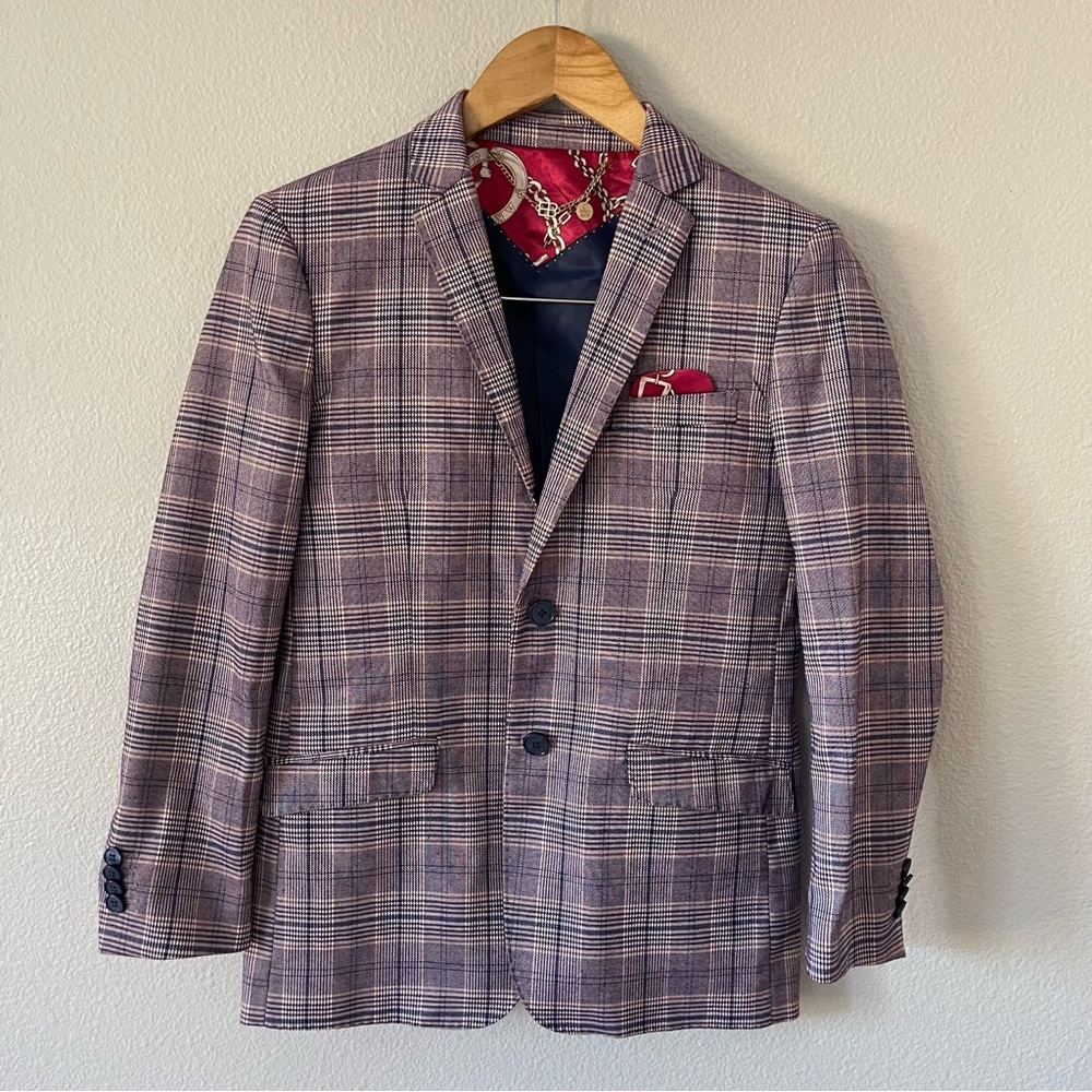 ELIE BALLEH Boys Plaid Jacket Size L 14-16